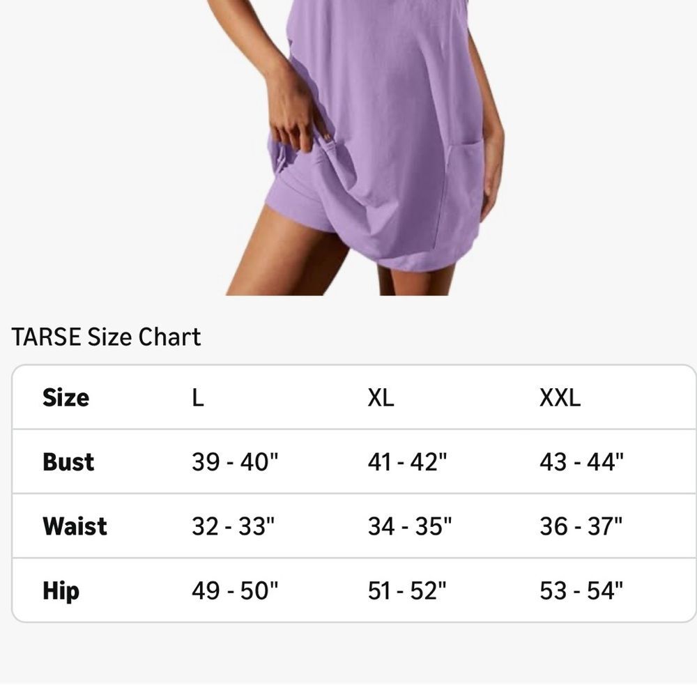 TARSE Women’s Athletic Dress With Hidden Shorts And Dual Pockets In  Lavender XL - Picture 16 of 16